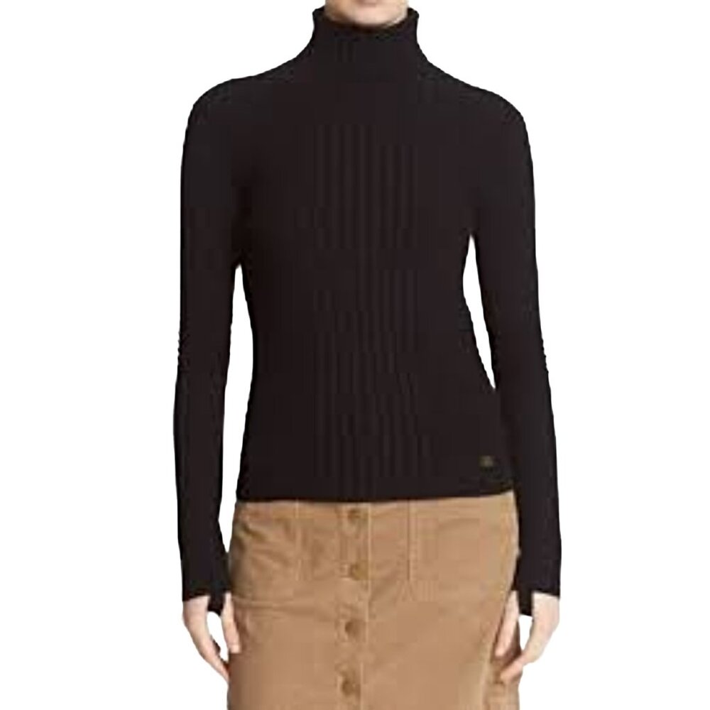 Tory Burch | Black Rib Knit Turtleneck Jumper